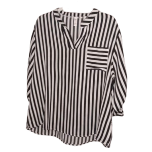 Ylh Fashion Clothes Black And White Stripe Top Size 5xl