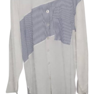 Haniqa White Long Top With Blue Stripes Size Xxl