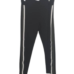 Alarya Collection Black Jeggings With White & Amygreen Stripes By Side Size 4xl