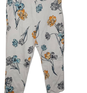 Uk White Flowered Multicolored Trouser Size 16