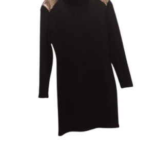 Lila Rose Black Longsleeve Short Gown With Gold Design Size 48