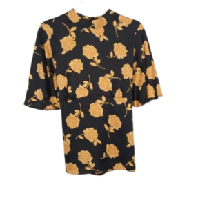 Dorothy Perkins Black And Gold Floral Top Size Uk 14