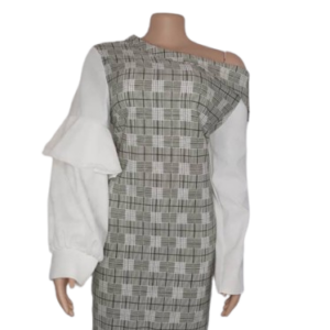 Miss Tylla Gozel Cream Multicolor Short Gown Size 48