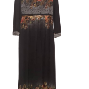 Porto Black Multicolor Long Gown Size 42