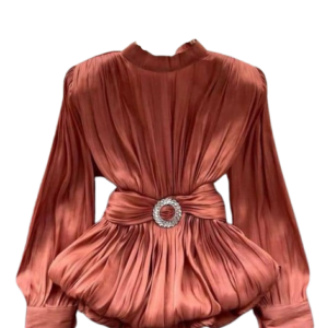 Uk Brown Plitted Top With Silver Design