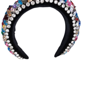 Black Multicolor Stone Hair Band