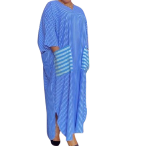 Uk White And Blue Stripe Gown