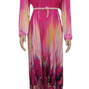 Aimier Pink Multicolor Plitted Threequarter Gown