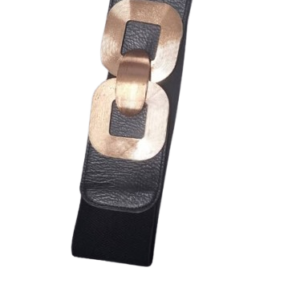 Black Elastic Belt With Gold Hook