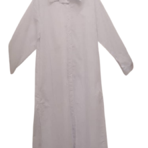 Uk White Longsleeve Shirt Gown With Side Slit Size L