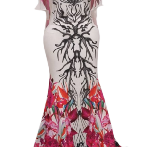 Genese White Multicolor Gown With Stones Size 44