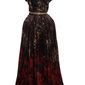 Odrella Red Multicolor Tube Flowing Gown Size 38