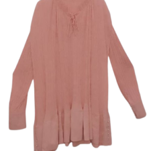 Uk Peach Plitted Longsleeve Short Gown