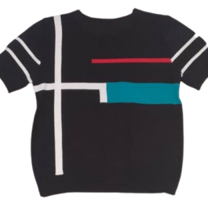 Uk Black Crop With Seagreen,red,white Top