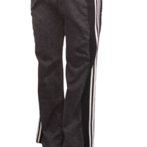 Fashionova Stone Black Jeans Trouser With Black And White Side Stripes Size 28